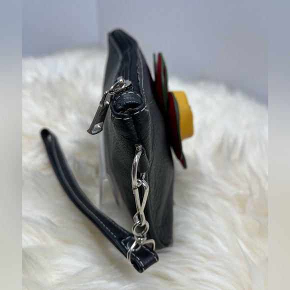 Unbranded Vegan Leather W/ 3D Flower Zippy Wristlet/ Pouch - Picture 4 of 14